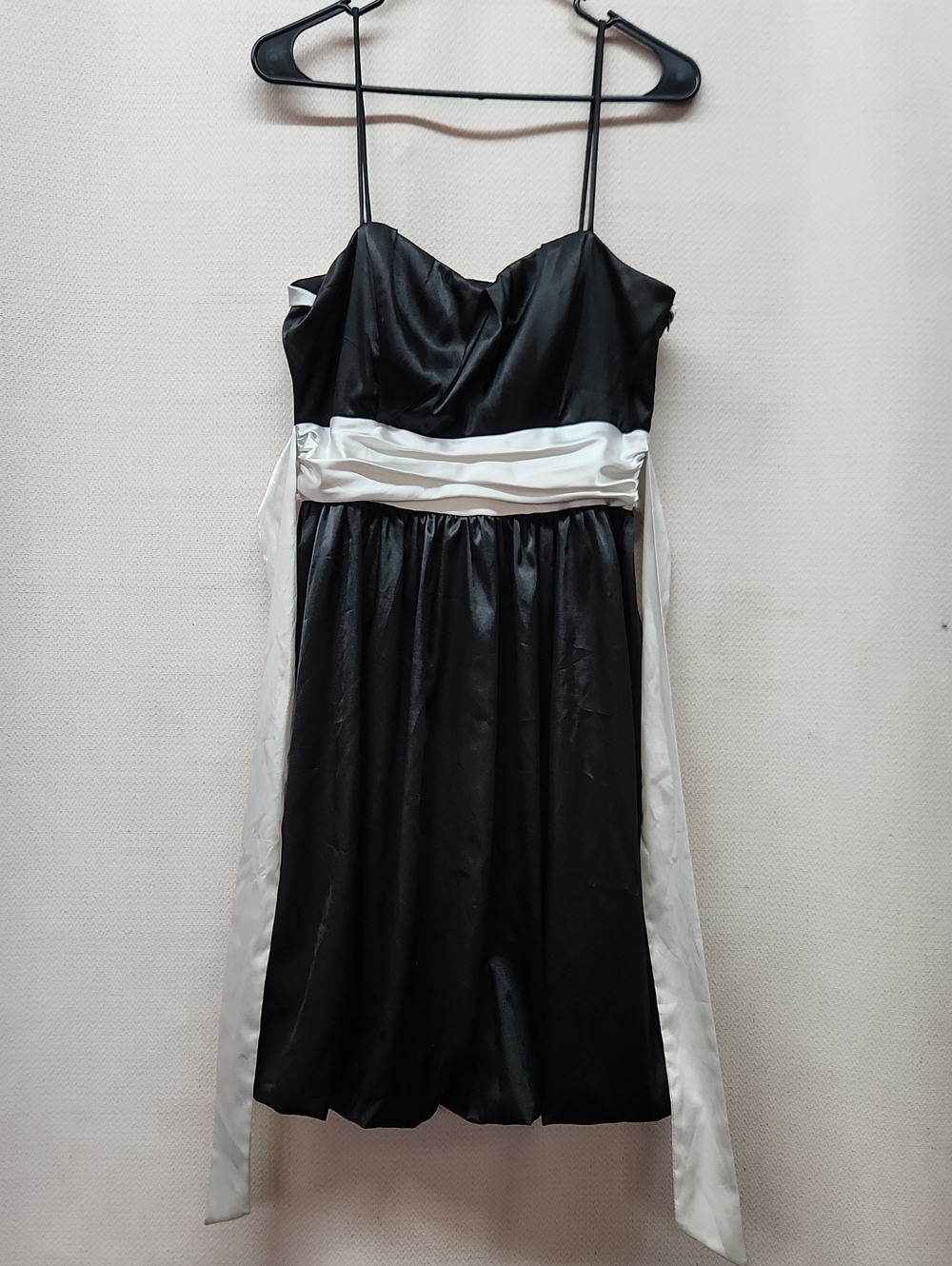 Black & White Satin Spaghetti Strap Mini Dress